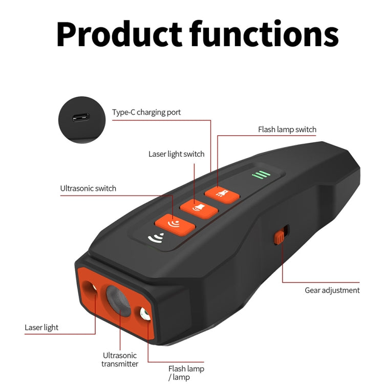LED Flashing Light Handheld Ultrasonic Bark Arrester Frequency Conversion Dog Training Device(Gray+Orange) - Training Aids by PMC TechLife | Online Shopping South Africa | PMC TechLife | Buy Now Pay Later Mobicred