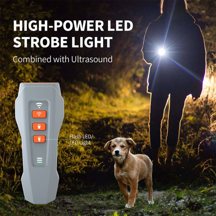 LED Flashing Light Handheld Ultrasonic Bark Arrester Frequency Conversion Dog Training Device(Black+Orange) - free shipping - PMC TechLife - Order now!
