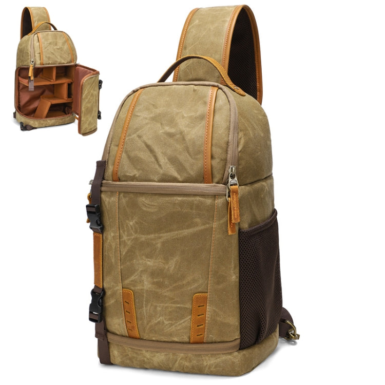 Outdoor Canvas Wear-resistant Waterproof Photography Shoulder Bag(Khaki) - Strap Satchel by PMC TechLife | Online Shopping South Africa | PMC TechLife | Buy Now Pay Later Mobicred