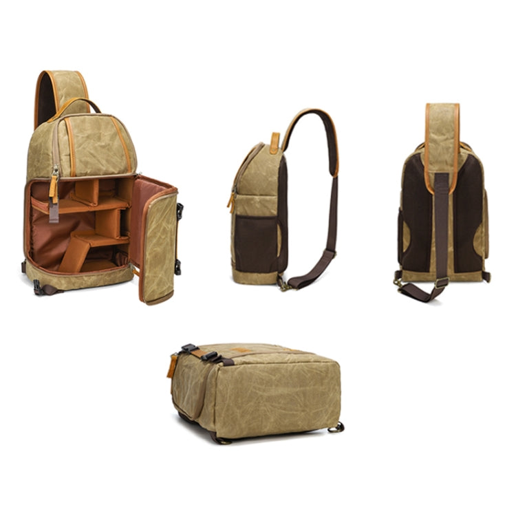 Outdoor Canvas Wear-resistant Waterproof Photography Shoulder Bag(Khaki) - Strap Satchel by PMC TechLife | Online Shopping South Africa | PMC TechLife | Buy Now Pay Later Mobicred