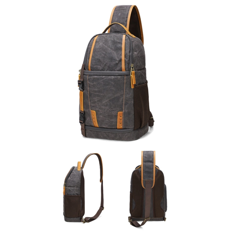 Outdoor Canvas Wear-resistant Waterproof Photography Shoulder Bag(Dark Gray) - free shipping - PMC TechLife - Order now!