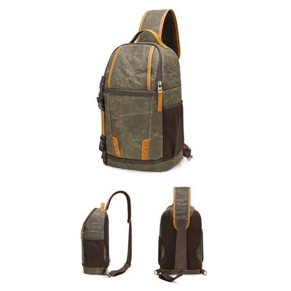 Outdoor Canvas Wear-resistant Water-resistant Photography Shoulder Bag(Army Green)