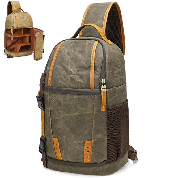 Outdoor Canvas Wear-resistant Water-resistant Photography Shoulder Bag(Army Green)