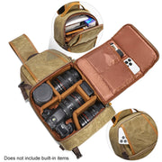Outdoor Canvas Wear-resistant Water-resistant Photography Shoulder Bag(Khaki)