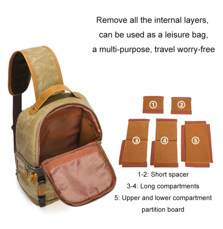 Outdoor Canvas Wear-resistant Water-resistant Photography Shoulder Bag(Khaki)
