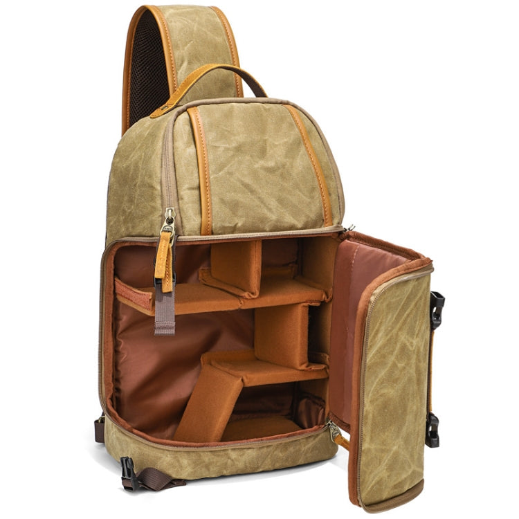 Outdoor Canvas Wear-resistant Waterproof Photography Shoulder Bag(Khaki) - Strap Satchel by PMC TechLife | Online Shopping South Africa | PMC TechLife | Buy Now Pay Later Mobicred