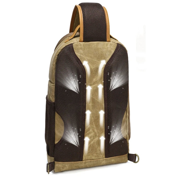 Outdoor Canvas Wear-resistant Water-resistant Photography Shoulder Bag(Khaki)