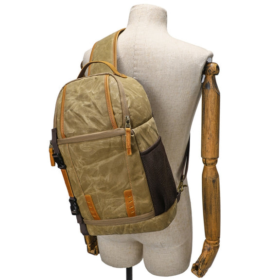 Outdoor Canvas Wear-resistant Water-resistant Photography Shoulder Bag(Dark Gray)