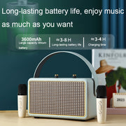 Leather Texture Portable Wooden Home Karaoke Bluetooth Speaker, Color: Gray