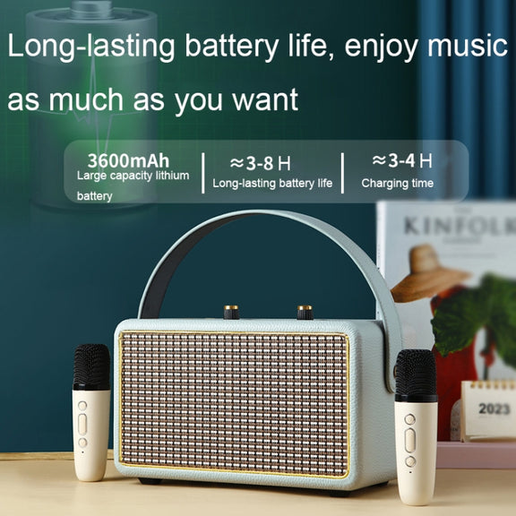Leather Texture Portable Wooden Home Karaoke Bluetooth Speaker, Color: Gray