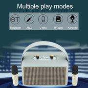 Leather Texture Portable Wooden Home Karaoke Bluetooth Speaker, Color: Gray