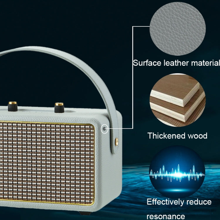 Leather Texture Portable Wooden Home Karaoke Bluetooth Speaker, Color: Gray