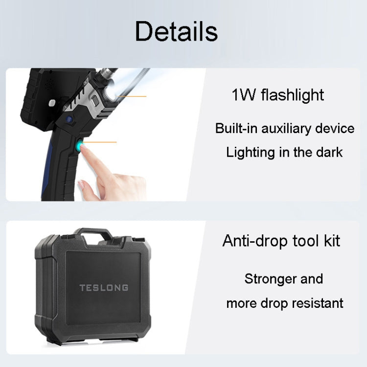 Teslong NTS300 5.5mm-3M  Dual Lens Water-resistant 5 Inch HD Industrial Borescope Auto Repair Tools