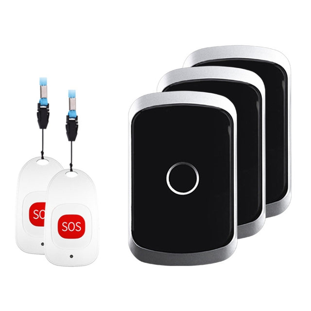 CACAZI C20 Two To Three Wireless Pager For The Elderly Home Care Water-resistant Emergency Pager, EU Plug(Black)