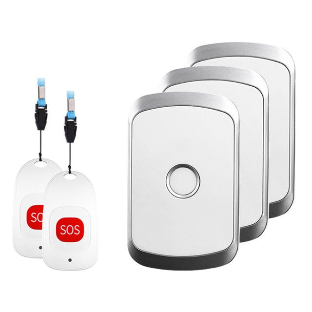 CACAZI C20 Two To Three Wireless Pager For The Elderly Home Care Water-resistant Emergency Pager, EU Plug(Silver)