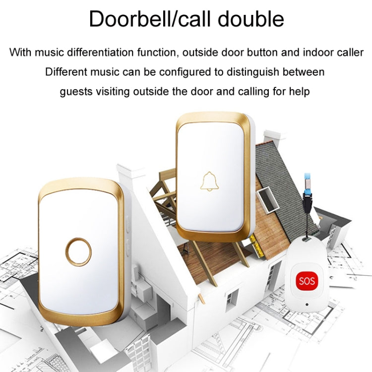 CACAZI C20 Two To Three Wireless Pager For The Elderly Home Care Waterproof Emergency Pager, EU Plug(Silver) - free shipping - PMC Jewellery - Order now!