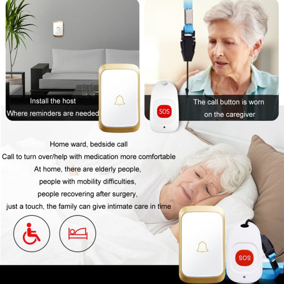 CACAZI C20 Two To Three Wireless Pager For The Elderly Home Care Water-resistant Emergency Pager, EU Plug(Black)