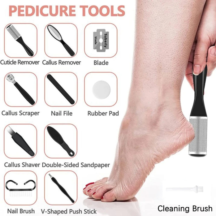 10pcs/set Household Electric Dead Skin Peeling Foot Grinder, Color: Black - Grinding Tools & Accessories by PMC TechLife | Online Shopping South Africa | PMC TechLife