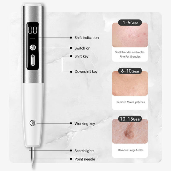 15 Gears Rechargeable Mole Spotting Pen Laser Beauty Instrument Spot Removal Magic Tool(Silver)