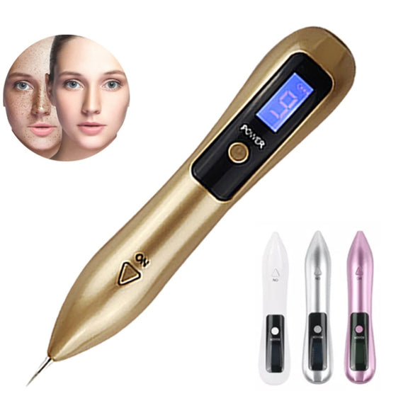 9 Gears Mole Spotting Pen LCD Home Laser Mole Spot Sweeping Beauty Instrument With Shot Light(White)