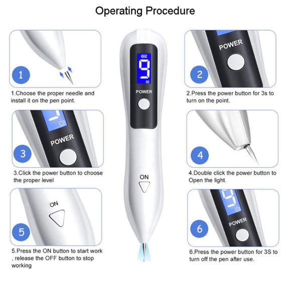 9 Gears Mole Spotting Pen LCD Home Laser Mole Spot Sweeping Beauty Instrument With Shot Light(Gold)