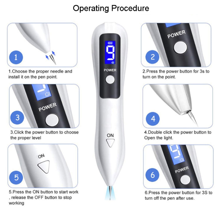 9 Gears Mole Spotting Pen LCD Home Laser Mole Spot Sweeping Beauty Instrument Without Shoot Light(White) - free shipping - PMC TechLife - Order now!