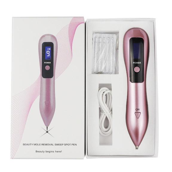 9 Gears Mole Spotting Pen LCD Home Laser Mole Spot Sweeping Beauty Instrument With Shot Light(Gold)
