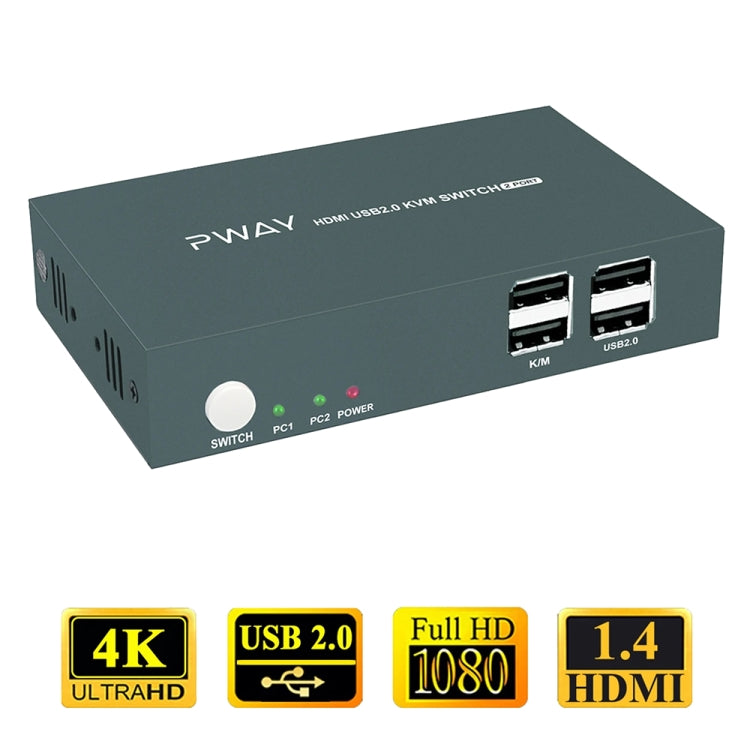 PWAY PW-S7201H 2 In 1 Out HDMI KVM Switch 4K HD Video Screen Cutter - free shipping - PMC Jewellery - Order now!