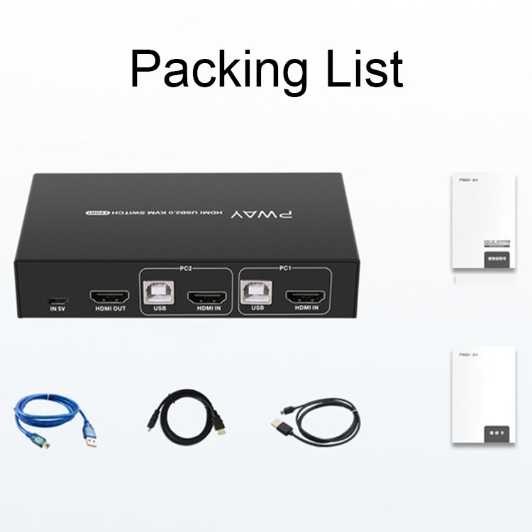 PWAY PW-S7201H 2 In 1 Out HDMI KVM Switch 4K HD Video Screen Cutter - free shipping - PMC Jewellery - Order now!