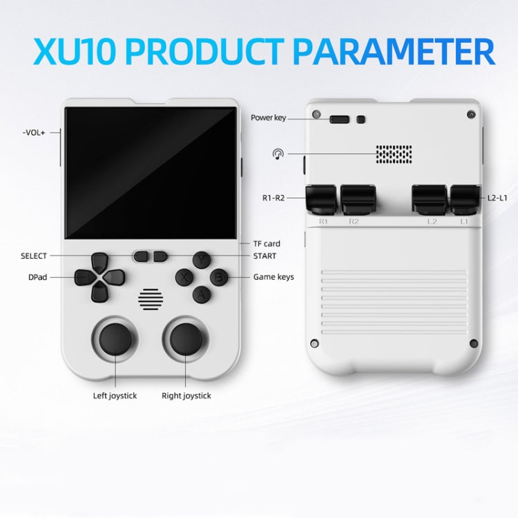 AMPOWN XU10 Handheld Game Console 3.5-Inch IPS Screen Linux System Portable Video Arcade 256G(White)
