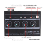 Mini HIFI 8-channel Monitoring Portable Headphone Amplifier Distributor(US Plug)