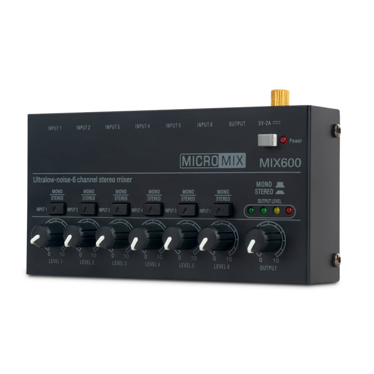 Ultra-Compact Low-Noise 6 Channel Stereo Audio Mixer, US Plug(MIX600) - Live Sound Effects Processors by PMC TechLife | Online Shopping South Africa | PMC TechLife | Buy Now Pay Later Mobicred