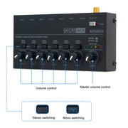 Ultra-Compact Low-Noise 6 Channel Stereo Audio Mixer, US Plug(MIX600)