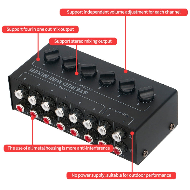 Audio Stereo Hub 6-Channel Passive Mixer Controller(CX600)