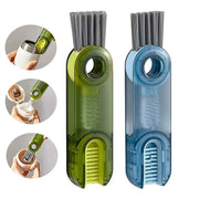3 In 1 U shaped Cup Lid Cleaning Brush Water Bottle Cover Groove Cleaner(Blue)