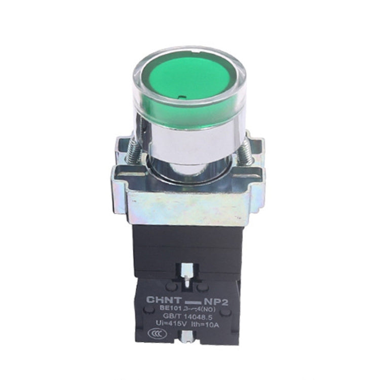 CHINT NP2-BW3365/220V 1 NO+1 NC Pushbutton Switches With LED Light Silver Alloy Contact Push Button (Green) - Car Switches by PMC TechLife | Online Shopping South Africa | PMC TechLife | Buy Now Pay Later Mobicred