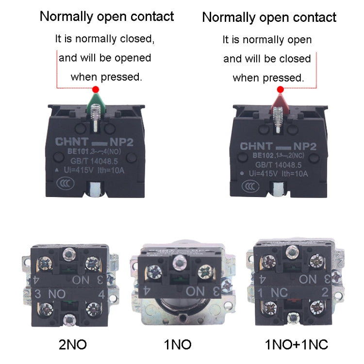 CHINT NP2-BD53 3 Gear Self-resetting 2NO Power Transfer Switch Short Handle Master Knob 22mm