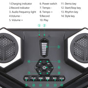 G6008 Desktop Drums With Sound Lithium Portable Drum Set Bluetooth Kids Practice Drum(Black)