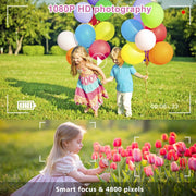 S2 2.4-Inch 180-Degree Flip-Screen 1080P HD Cartoon Children Digital Camera With Stand(Violet)