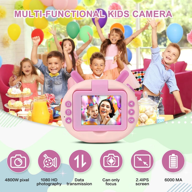 S2 2.4-Inch 180-Degree Flip-Screen 1080P HD Cartoon Children Digital Camera With Stand(Violet)