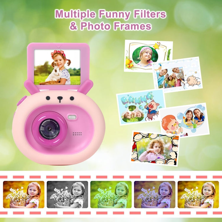 S2 2.4-Inch 180-Degree Flip-Screen 1080P HD Cartoon Children Digital Camera With Stand(Violet)