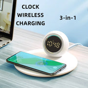 K22T 15W Multifunctional Rotatable Clock Night Light Wireless Fast Charger, Color: Wheat-color
