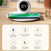 K22T 15W Multifunctional Rotatable Clock Night Light Wireless Fast Charger, Color: Wheat-color