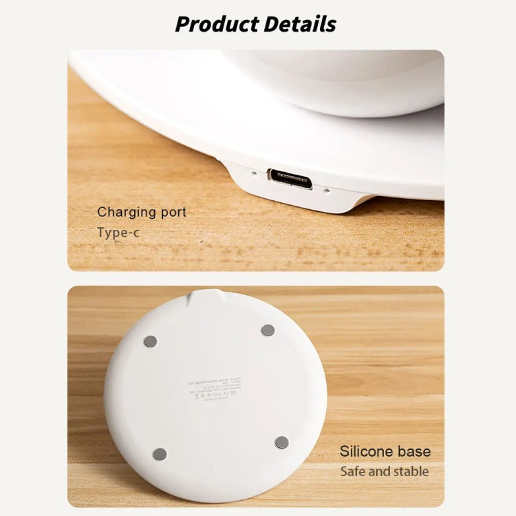 K22T 15W Multifunctional Rotatable Clock Night Light Wireless Fast Charger, Color: Wheat-color