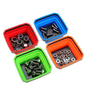 Square Silicone Foldable Magnetic Parts Tray For Small Parts And Tools(Green)