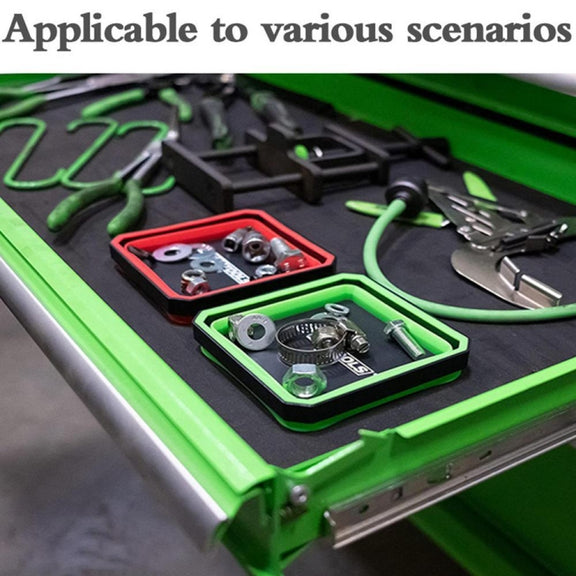 Square Silicone Foldable Magnetic Parts Tray For Small Parts And Tools(Green)