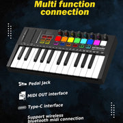 MD02 25 Key USB Keyboard And Drum Pad MIDI Controller Keyboard Piano(Black)