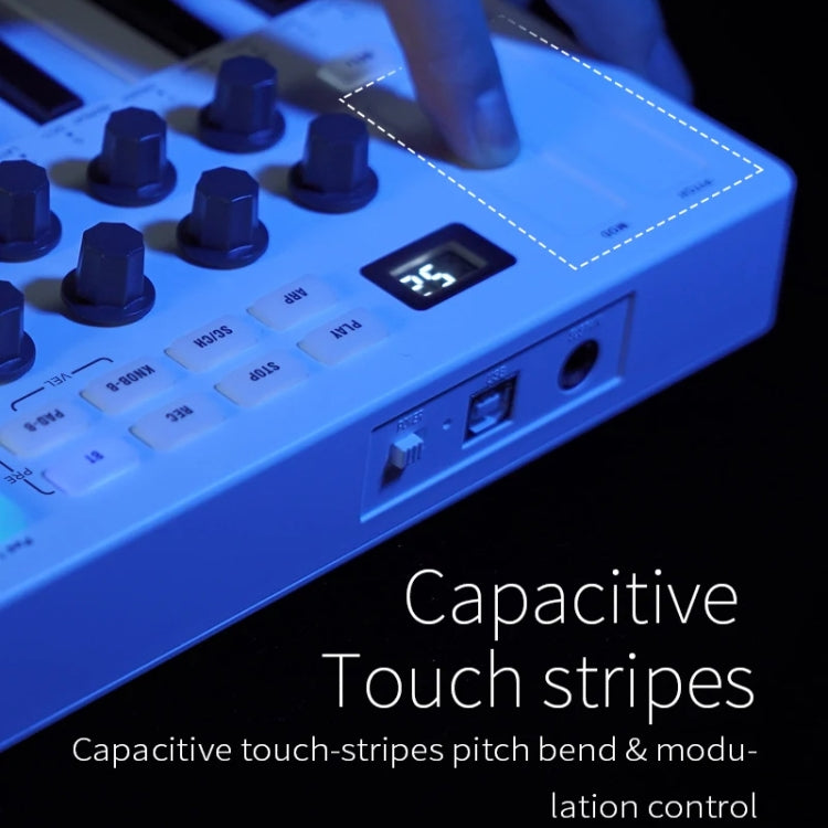 M-VAVE SMK-25 USB MIDI Keyboard Controller With 8 Back Drum Pads(White) - Keyboard Accessories by M-VAVE | Online Shopping South Africa | PMC Jewellery | Buy Now Pay Later Mobicred