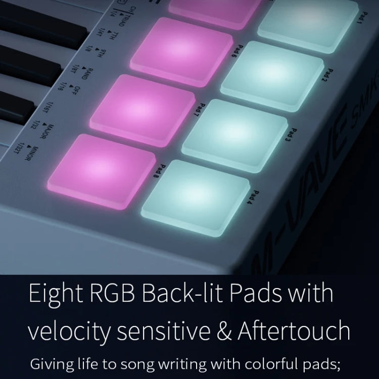 M-VAVE SMK-25 USB MIDI Keyboard Controller With 8 Back Drum Pads(White) - Keyboard Accessories by M-VAVE | Online Shopping South Africa | PMC Jewellery | Buy Now Pay Later Mobicred