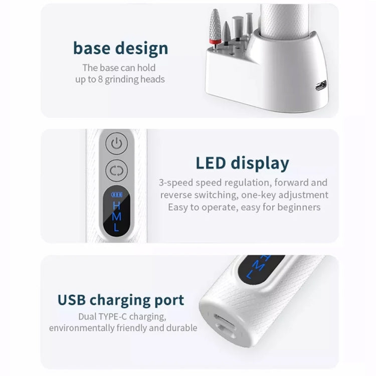 M3 USB Charging Portable Electric Nail Polisher Nail Art Tools Home Nail Art Instrument(Pink) - Grinding Tools & Accessories by PMC TechLife | Online Shopping South Africa | PMC TechLife | Buy Now Pay Later Mobicred